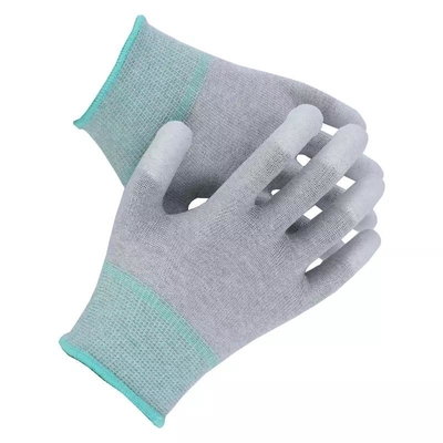 คาร์บอนไฟเบอร์ที่ถักด้วยปลายนิ้ว PU เคลือบป้องกันไฟฟ้าสถิตย์ TOP Fit ESD Cut Resistant Gloves Electronics Working