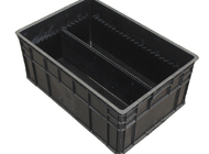 กล่องเก็บ ESD หมุนเวียนสีดำทนทานขนาดต่างๆสำหรับชิ้นส่วนอิเล็กทรอนิกส์