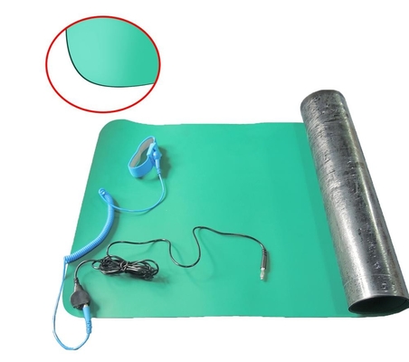 สีเขียว 1.2mx10m 2mm ESD แผ่นยางป้องกันไฟฟ้าสถิตย์สำหรับโต๊ะทำงาน
