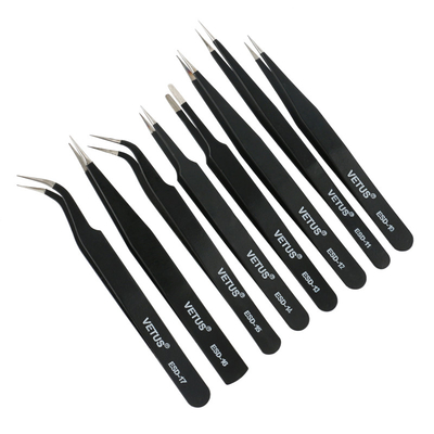แหนบต่อขนตา VETUS แหนบสีชมพู High ESD Anti - Static Lash Tweezer ทนทานและทนทาน