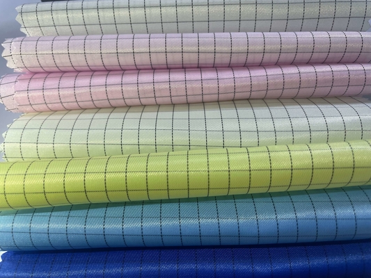 ผ้าโพลีเอสเตอร์ / ฝ้ายป้องกันไฟฟ้าสถิตย์ ESD สีขาว 100d * 100d