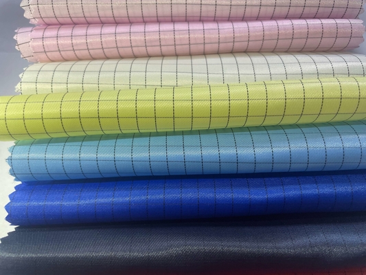 ผ้าโพลีเอสเตอร์ / ฝ้ายป้องกันไฟฟ้าสถิตย์ ESD สีขาว 100d * 100d