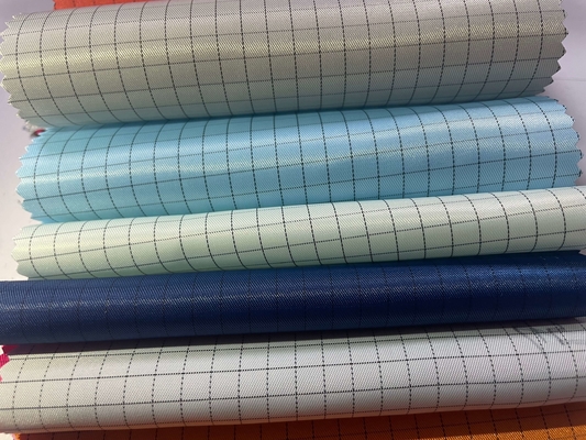 ตาราง 5 มม. สีส้มสีชมพูโพลีเอสเตอร์ผ้าทอป้องกันไฟฟ้าสถิตย์ ESD สำหรับเสื้อผ้าป้องกันไฟฟ้าสถิตย์