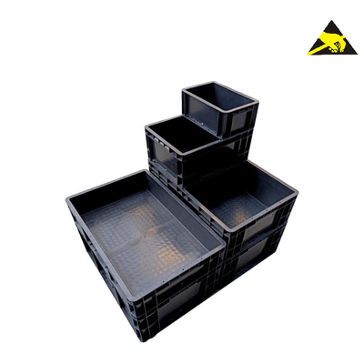 ขนาดเล็กสีดำ Esd ปลอดภัย Bin Conductive Ic ชิ้นส่วนถาด Anti Static หน่วยความจำกล่องเครื่องมือคอนเทนเนอร์ Eurostat Esd กล่องฝาครอบ