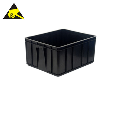 ESD ถาดพลาสติกกล่องถังขยะ Pp พับ Logistic Conductive Anti Static กล่องเก็บบอร์ด Big Tote Box