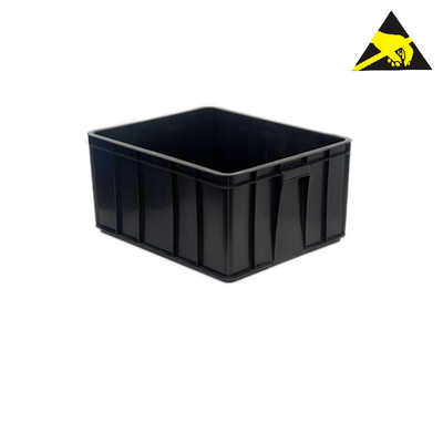 ESD ถาดพลาสติกกล่องถังขยะ Pp พับ Logistic Conductive Anti Static กล่องเก็บบอร์ด Big Tote Box