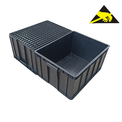 ESD ถาดพลาสติกกล่องถังขยะ Pp พับ Logistic Conductive Anti Static กล่องเก็บบอร์ด Big Tote Box