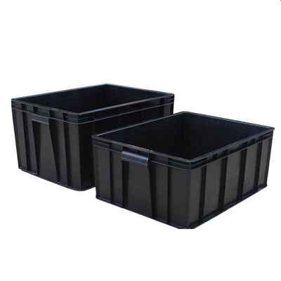Esd กล่องพลาสติก Cleanroom พลาสติกสีดำการไหลเวียนโลหิตตู้เซฟ Esd Pcb ถาด Esd Stackable Bins สำหรับ Anti-Static Protection
