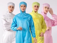 110g/sm โรงงานเคมี Anti Static Garments Grid Polyester Lab Coat