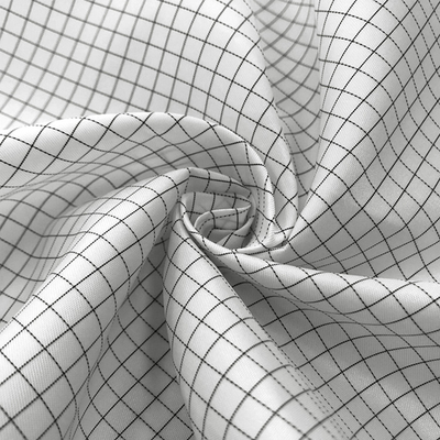 โพลีเอสเตอร์ 5mm Grid Anti Static ESD ผ้า Taffeta Stripe สำหรับ ESD Garment