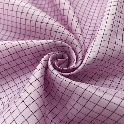 โพลีเอสเตอร์ 5mm Grid Anti Static ESD ผ้า Taffeta Stripe สำหรับ ESD Garment