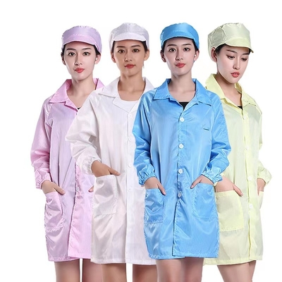 ESD Lab Jacket กางเกงป้องกันไฟฟ้าสถิตย์เส้นใยโพลีเอสเตอร์สำหรับการประชุมเชิงปฏิบัติการอิเล็กทรอนิกส์