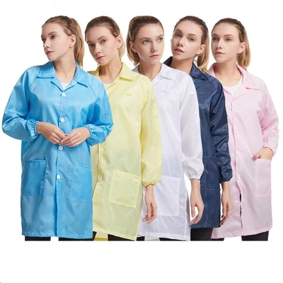 165 * 80 ESD เสื้อผ้าป้องกันไฟฟ้าสถิตย์ Clean Room Smock Overcoat 100D * 100D