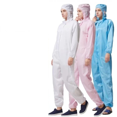ESD Lint Free Garments ชุดป้องกันไฟฟ้าสถิตย์ป้องกันฝุ่นสำหรับ Unisex