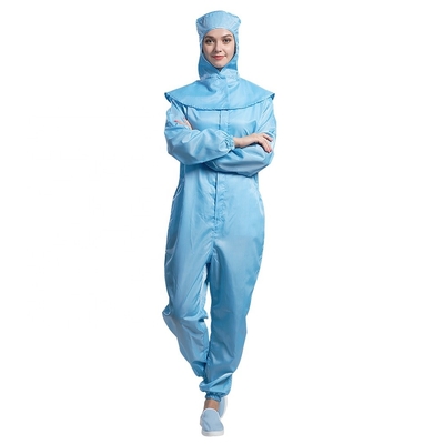 เสื้อผ้าป้องกันไฟฟ้าสถิตย์ระบายอากาศ ESD ชุดกันฝุ่น Unisex พร้อมซิป