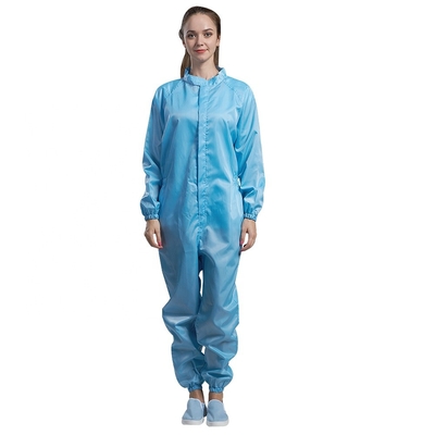 เสื้อผ้าป้องกันไฟฟ้าสถิตย์ระบายอากาศ ESD ชุดกันฝุ่น Unisex พร้อมซิป
