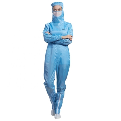 ESD ที่คลุมด้วยผ้า Anti Static Jumpsuit กันกรดฝุ่นฟรี Clean Room Cloth