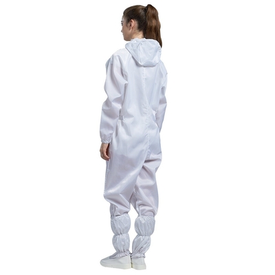 ชุดจั๊มสูทขายาวสีขาว ESD ชุดป้องกันไฟฟ้าสถิตย์ Clean Room Jumpsuit