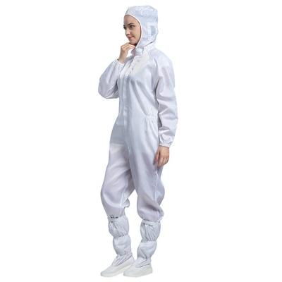5mm Grid Anti Static Garments ผ้าฝ้ายโพลีเอสเตอร์ Clean Room Smock