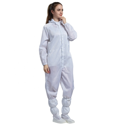 5mm Grid Anti Static Garments ผ้าฝ้ายโพลีเอสเตอร์ Clean Room Smock