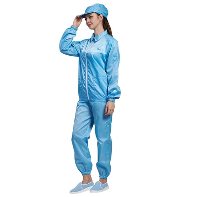 5mm Grid Anti Static Garments ผ้าฝ้ายโพลีเอสเตอร์ Clean Room Smock