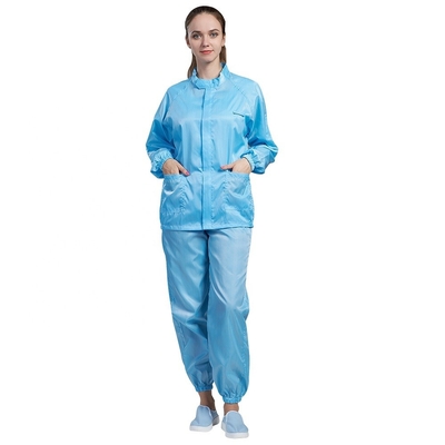 Clean Room OEM ESD เสื้อผ้าป้องกันไฟฟ้าสถิตย์กันฝุ่นผู้หญิงทนไฟ