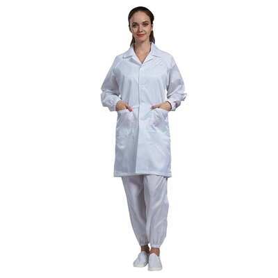 DG001 เสื้อผ้าป้องกันไฟฟ้าสถิตย์ ESD Smock สำหรับคลีนรูมอุตสาหกรรม