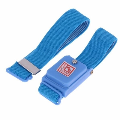 สายรัดข้อมือ ESD แบบป้องกันไฟฟ้าสถิตสีน้ำเงินโลหะไร้สายงานอิเล็กทรอนิกส์ไร้สาย