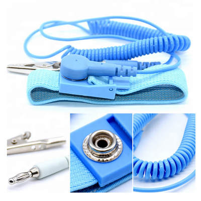 สายสีน้ำเงิน 3 เมตรสาย PVC ผ้า ESD สายรัดข้อมือสำหรับคลีนรูม