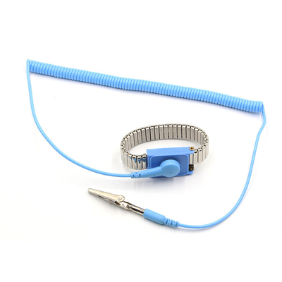 Cleanroom Conductive Anti Static ESD สายรัดข้อมือ PU Line Snap 10mm