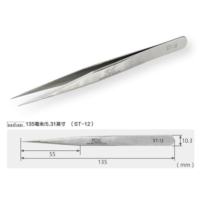 Metal Vetus Lash Tweezers SA แหนบความแม่นยำ Fine Point สำหรับ Cleanroom