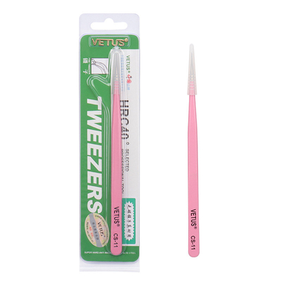 สีชมพูตรง ST-12 Vetus ขนตาแหนบส่วนขยายสแตนเลส