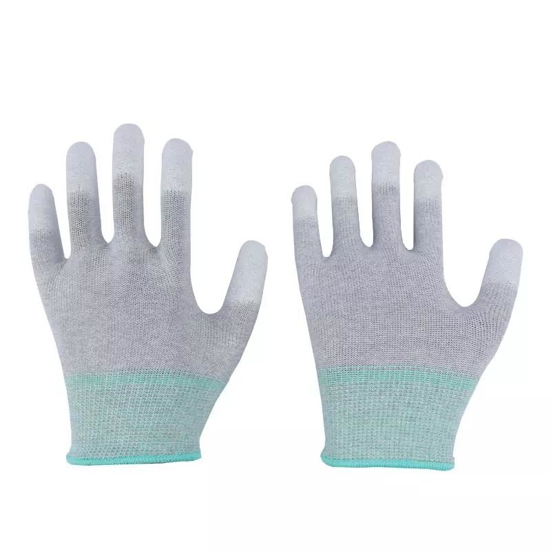 คาร์บอนไฟเบอร์ที่ถักด้วยปลายนิ้ว PU เคลือบป้องกันไฟฟ้าสถิตย์ TOP Fit ESD Cut Resistant Gloves Electronics Working