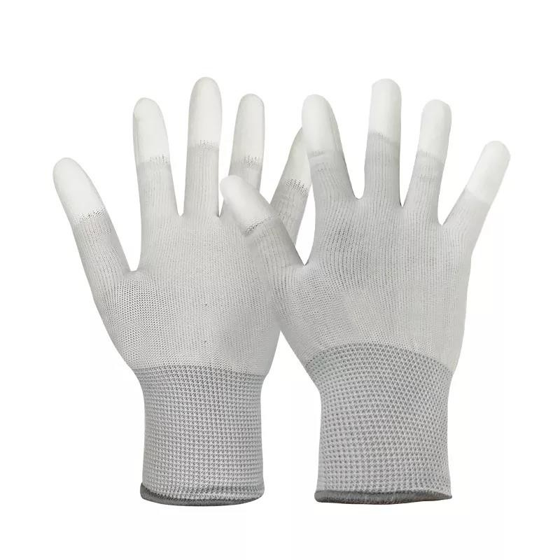 ถุงมือ ESD แบบคาร์บอนไฟเบอร์ 13 เกจ Anti - Static PU Top Fit Coated Finger ESD Gloves