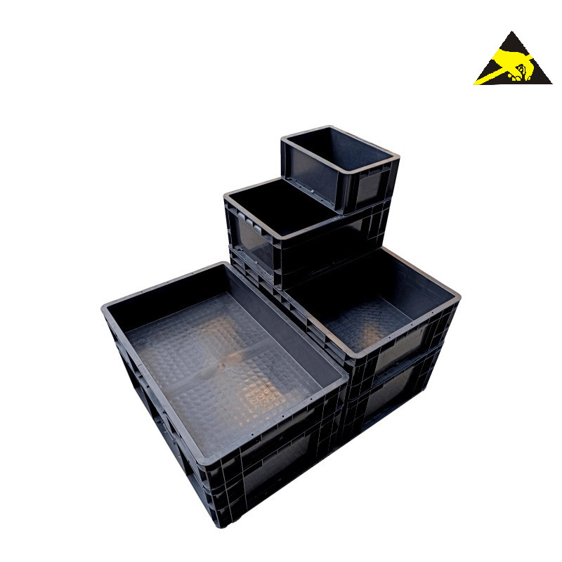 ขนาดเล็กสีดำ Esd ปลอดภัย Bin Conductive Ic ชิ้นส่วนถาด Anti Static หน่วยความจำกล่องเครื่องมือคอนเทนเนอร์ Eurostat Esd กล่องฝาครอบ