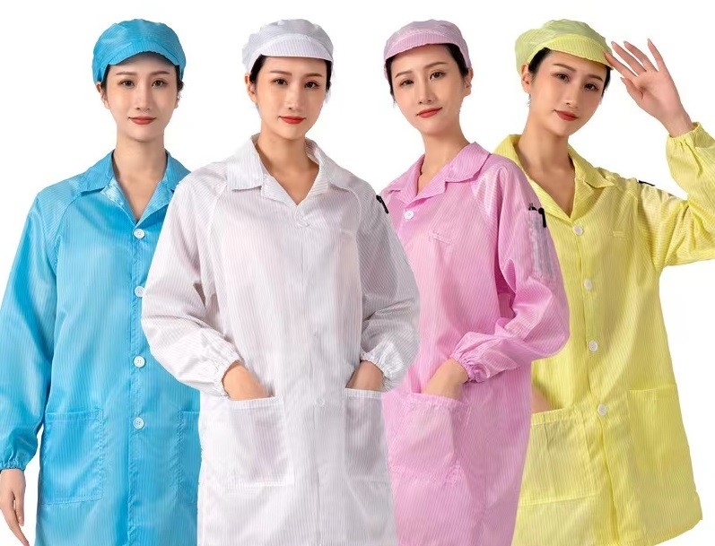 เสื้อแขนยาวป้องกันไฟฟ้าสถิตย์ ESD 2.5mm Cleanroom Hooded Work Pants