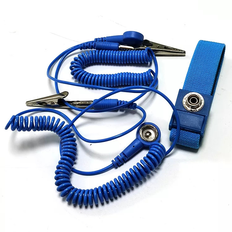 6FT Anti Static ESD สายรัดข้อมือสายงานอิเล็กทรอนิกส์ไร้สาย
