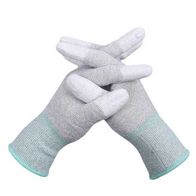 ถุงมือทำงานเพื่อความปลอดภัย ESD แบบจุ่มสีดำป้องกันไฟฟ้าสถิตย์ Pu Touchscreen Extreme Grip